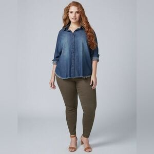 Lane Bryant Frayed Chambray Shirt